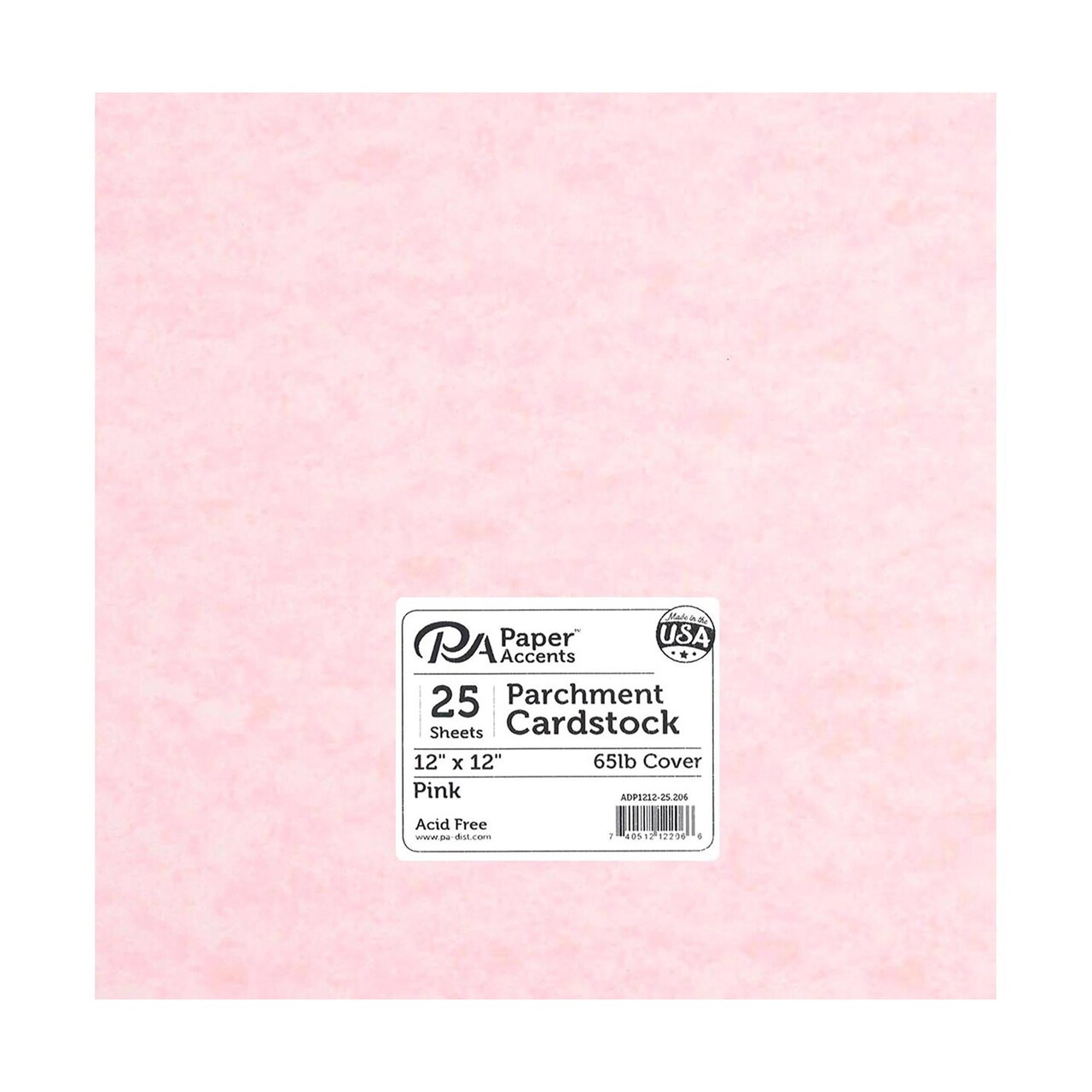 PA Paper Accents Parchment Cardstock 12" x 12" Pink, 65lb colored cardstock paper for card making, scrapbooking, printing, quilling and crafts, 25 piece pack